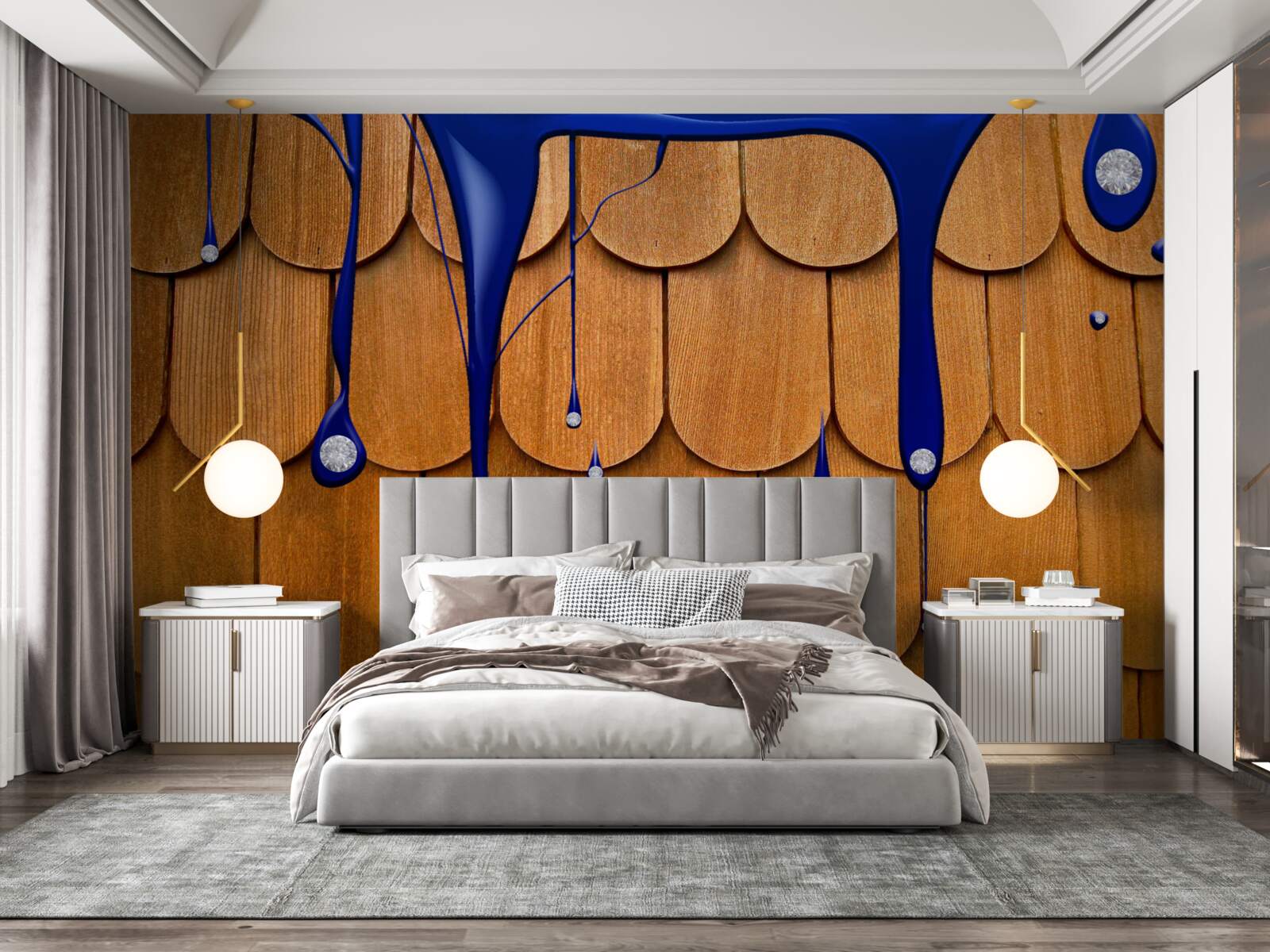 Fototapet acoperișul maro este albastru