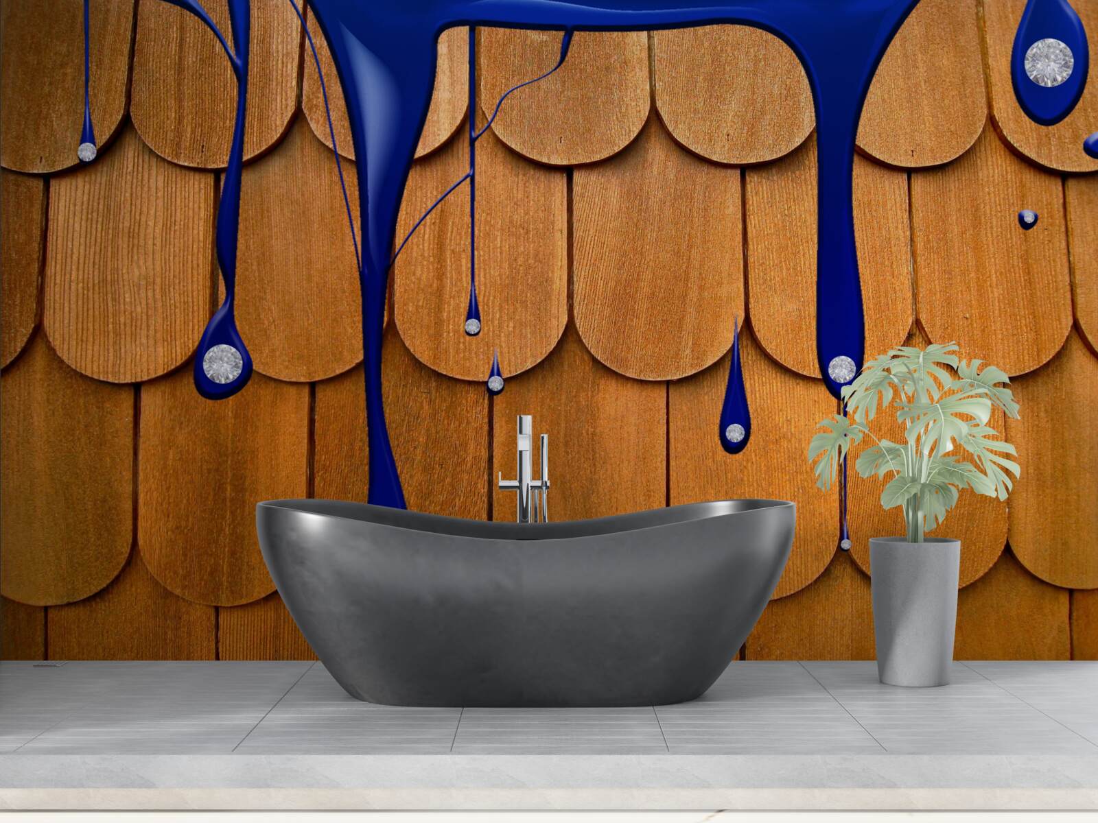 Fototapet acoperișul maro este albastru