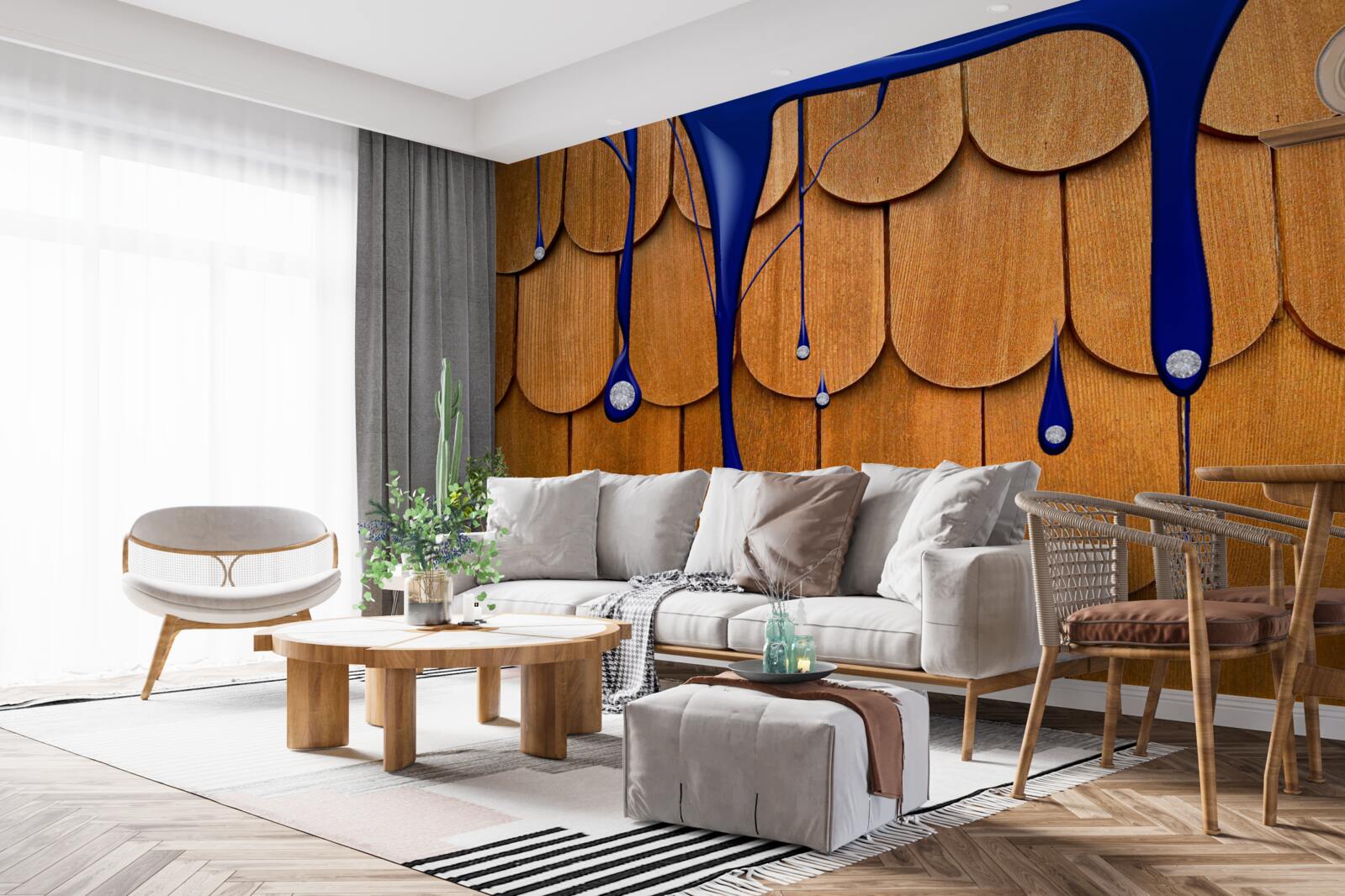 Fototapet acoperișul maro este albastru