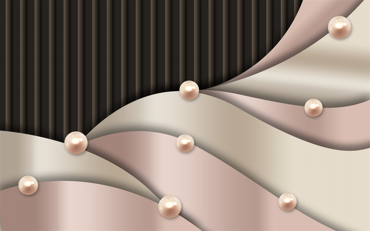 Fototapet perle aurii abstracte pe mătase