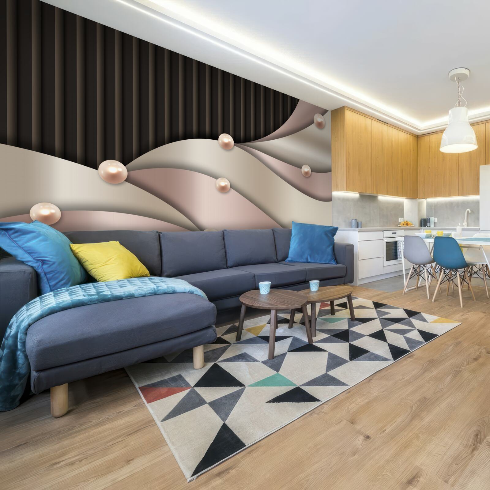 Fototapet perle aurii abstracte pe mătase