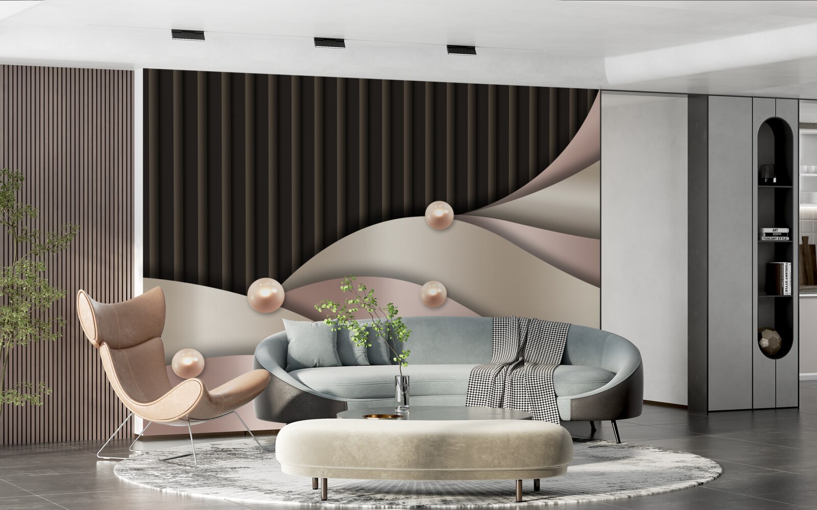 Fototapet perle aurii abstracte pe mătase