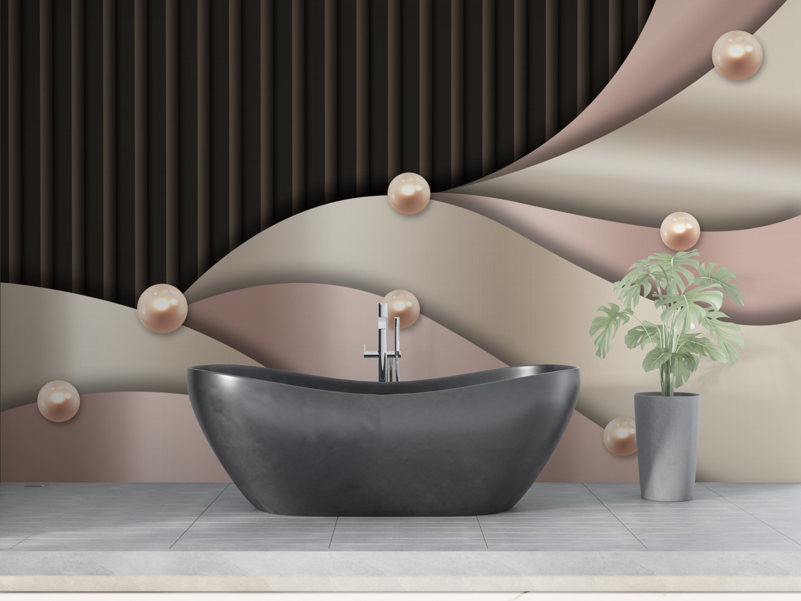 Fototapet perle aurii abstracte pe mătase