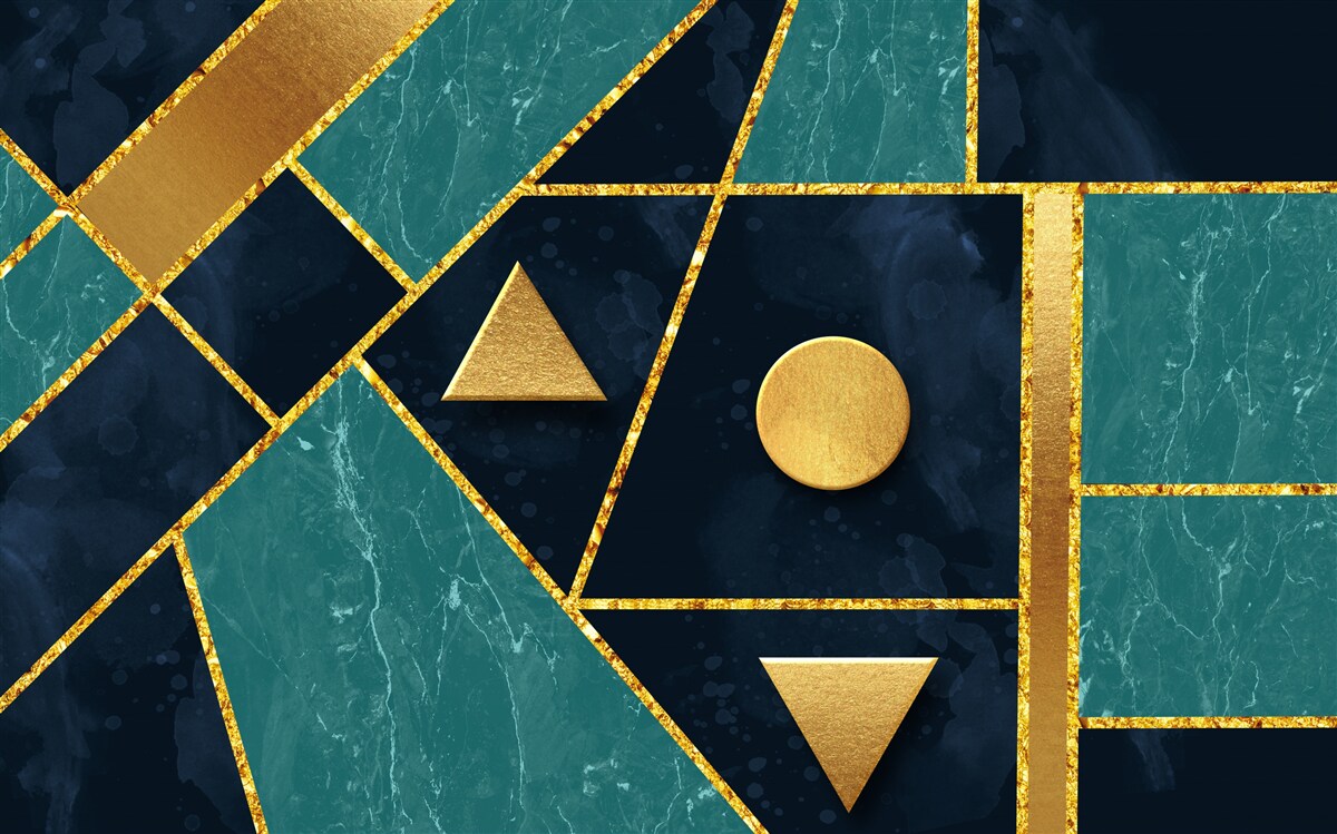 Fototapet mozaic în nuanțe de aur și smarald