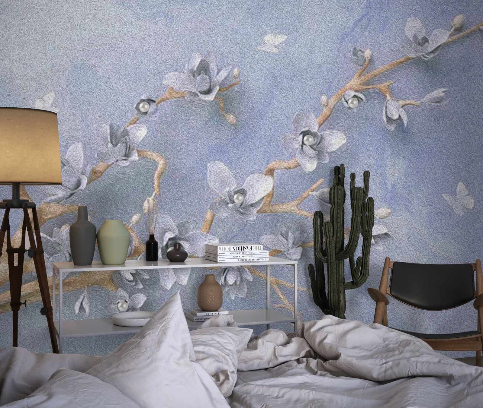 Fototapet ramură cu flori albe