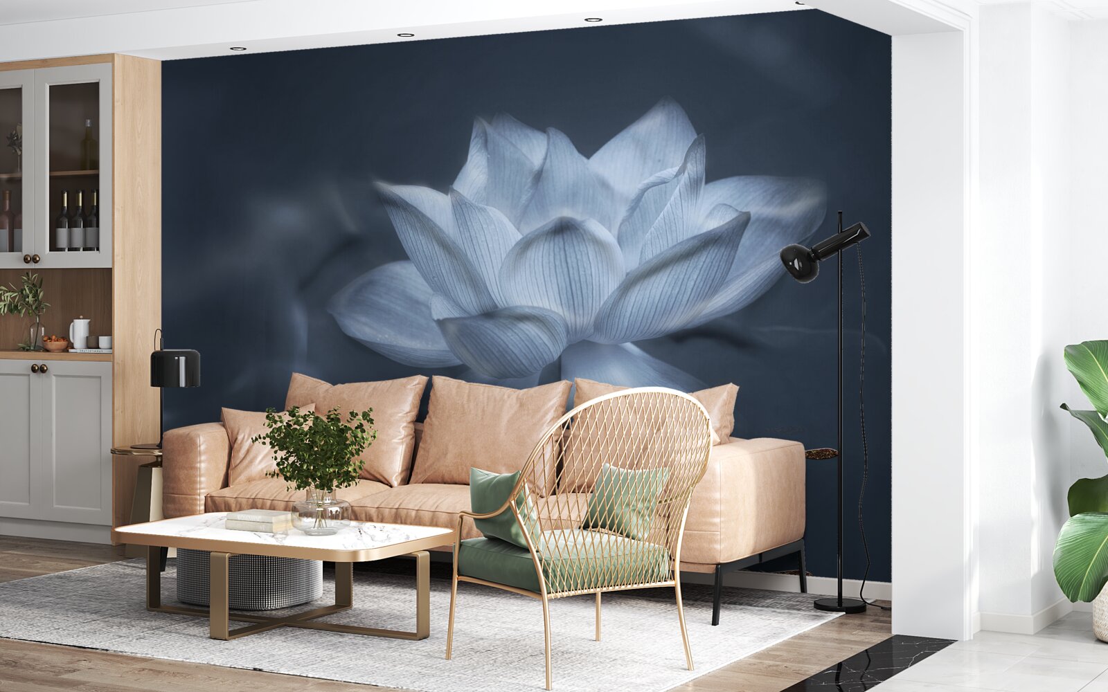 Fototapet peștișor auriu și lotus alb