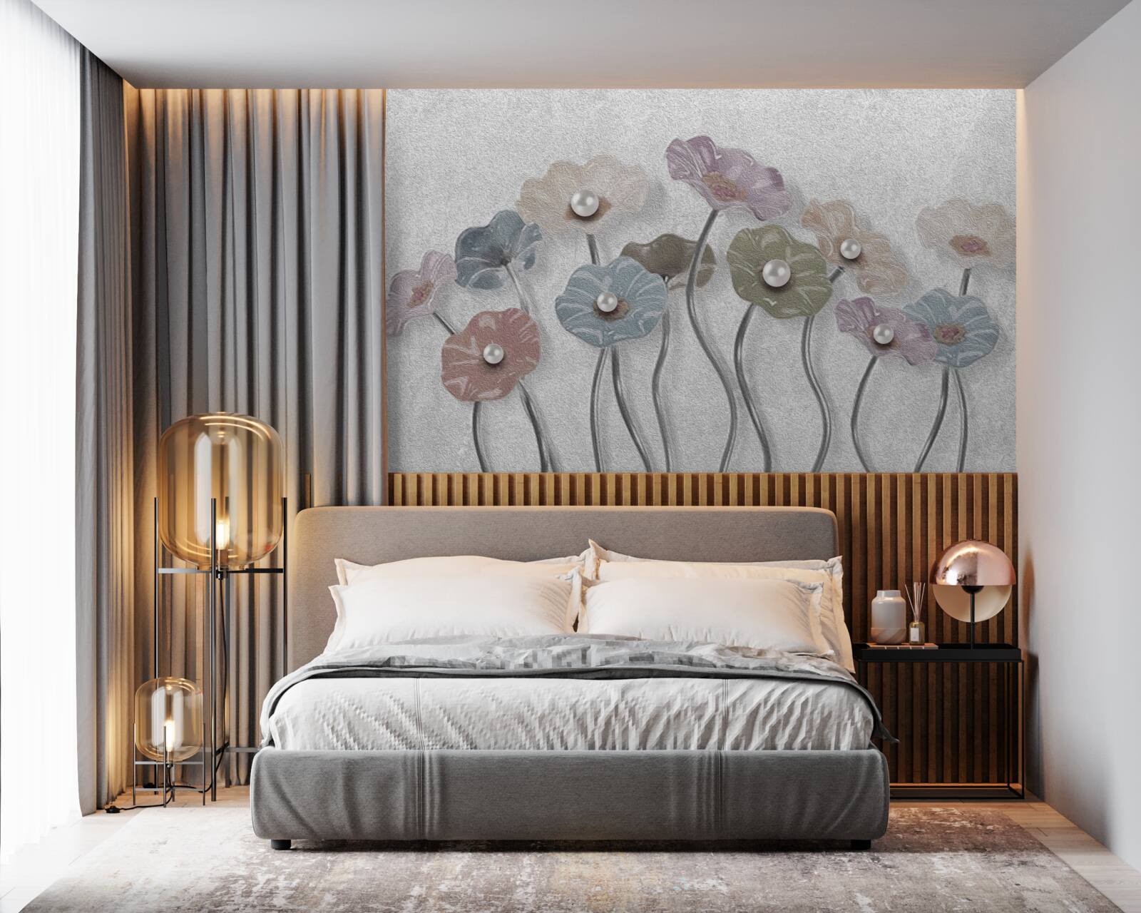 Fototapet gerbera subțire adunată într-un buchet de diferite culori