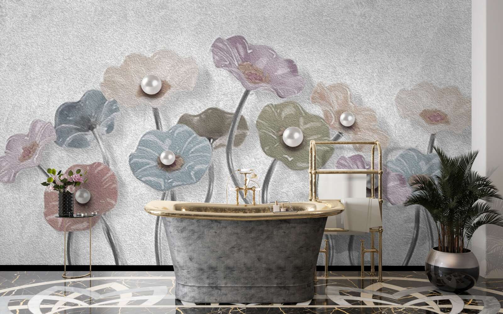 Fototapet gerbera subțire adunată într-un buchet de diferite culori