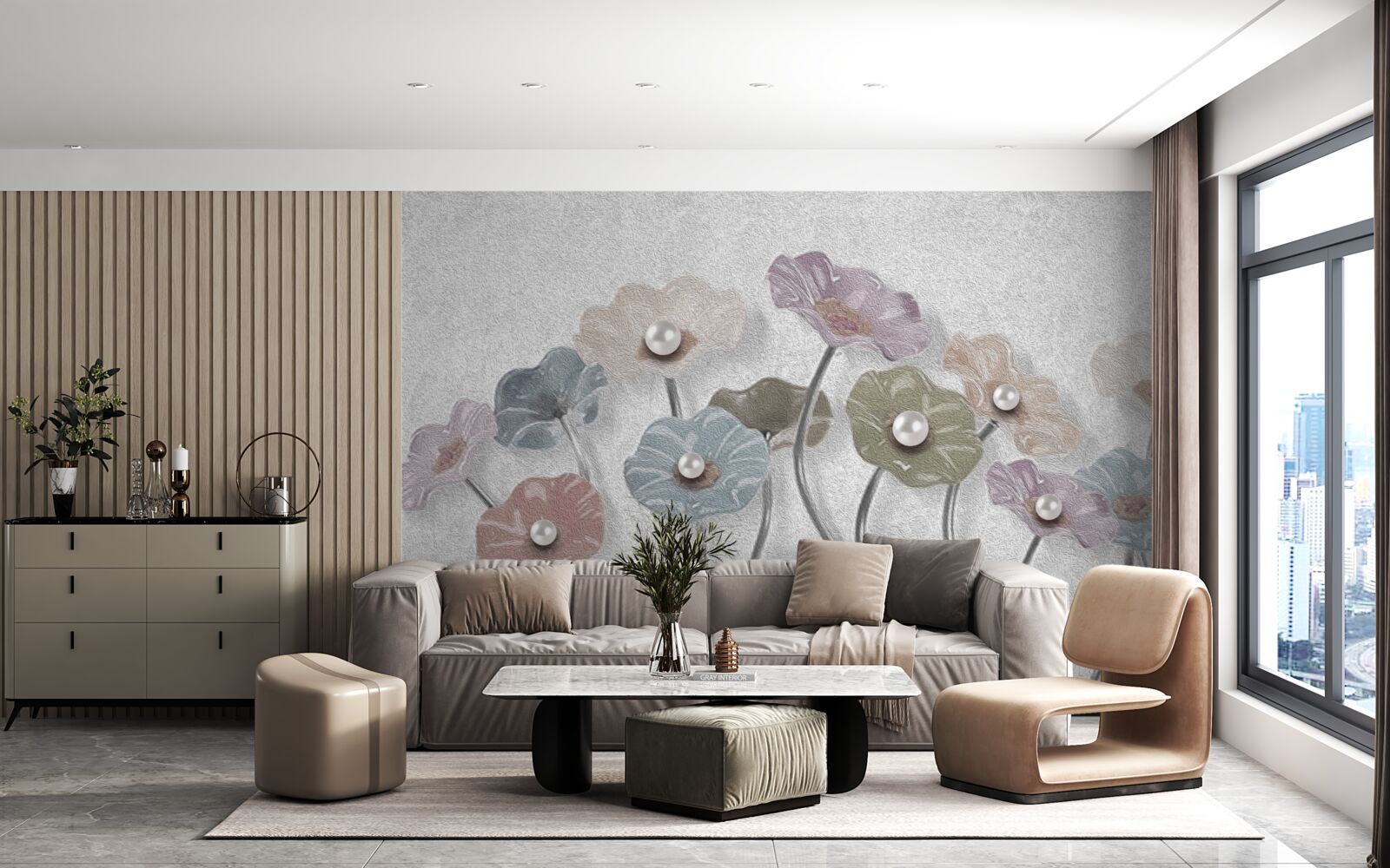 Fototapet gerbera subțire adunată într-un buchet de diferite culori