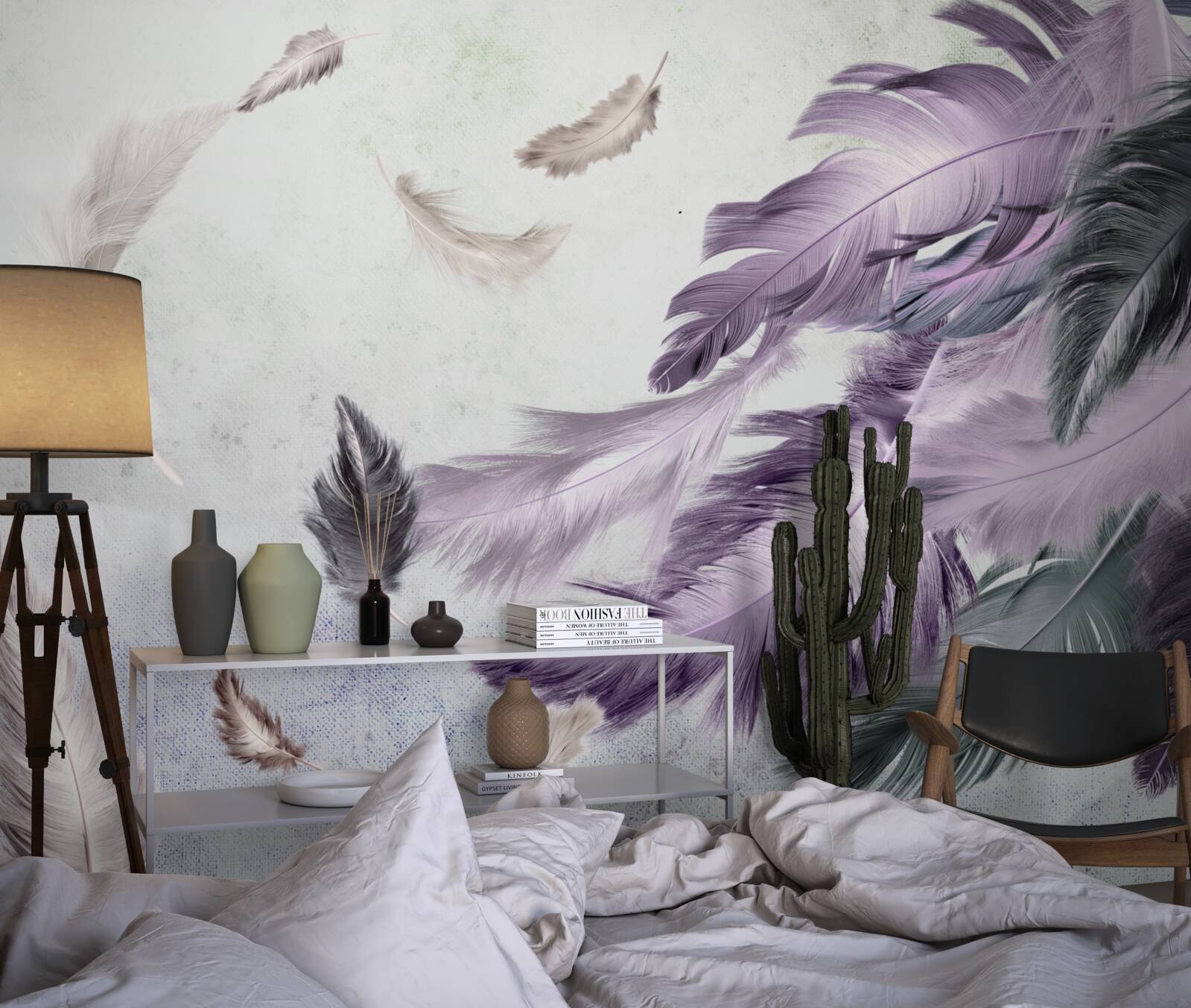 Fototapet pene de zbor violet