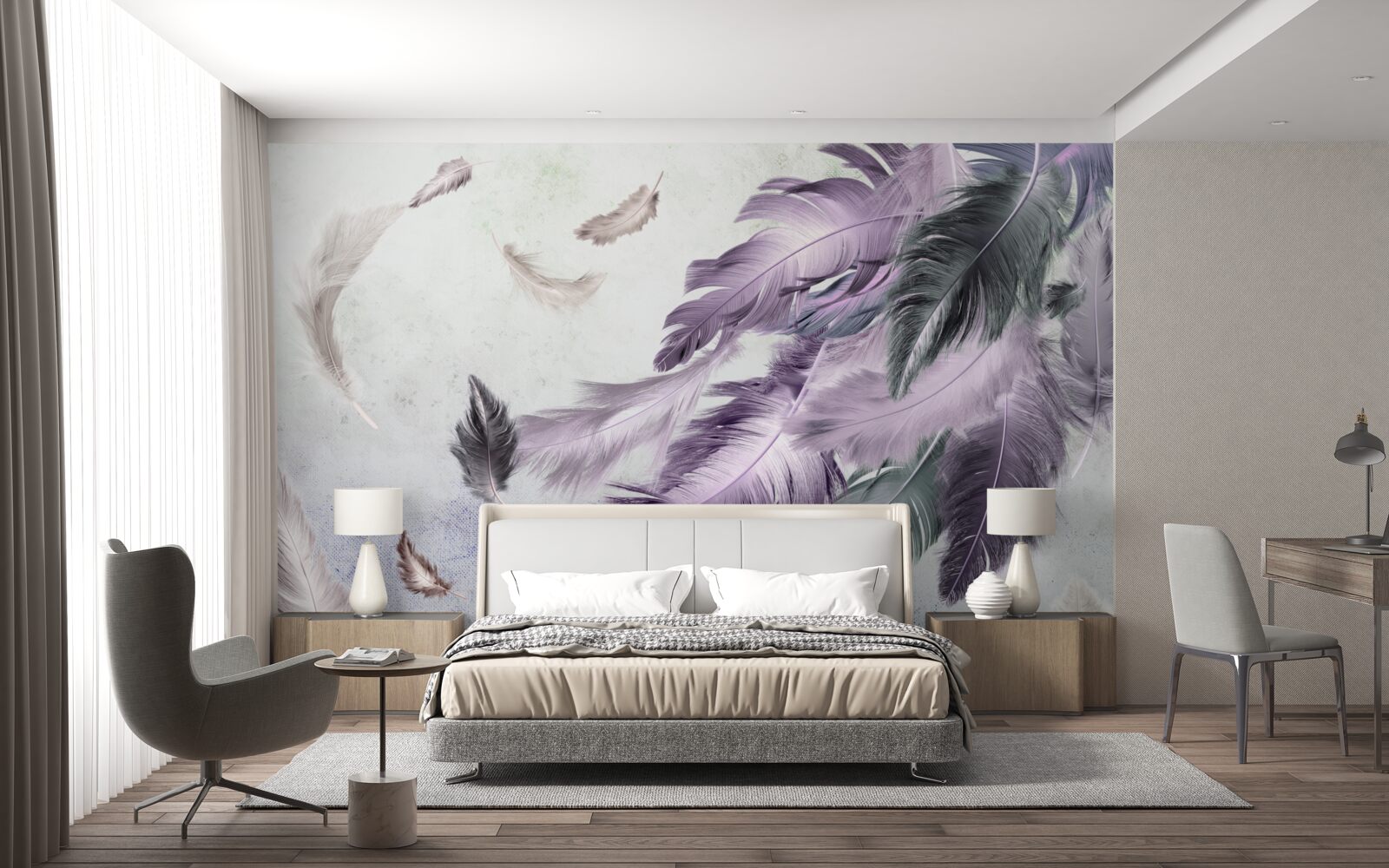 Fototapet pene de zbor violet