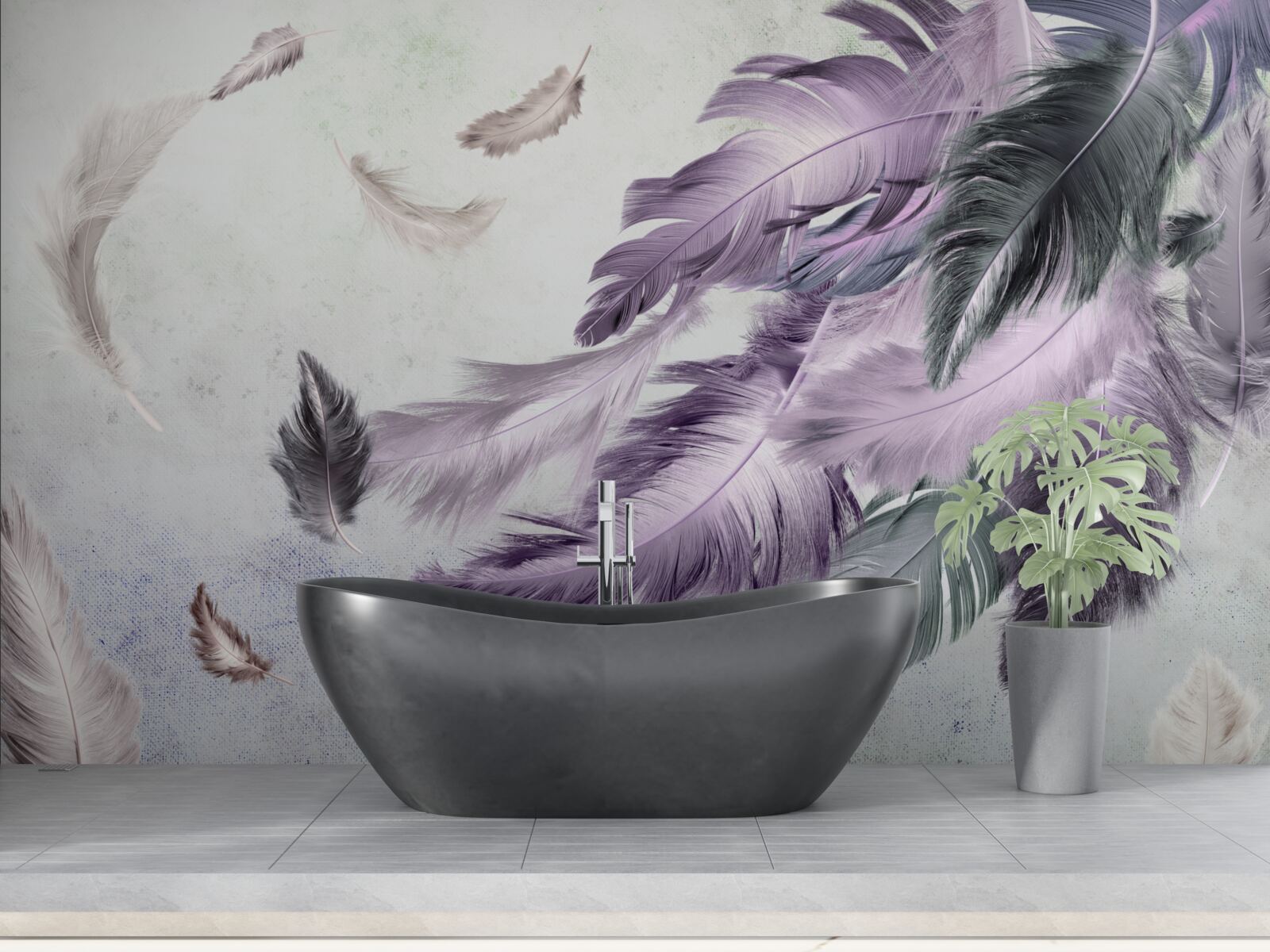 Fototapet pene de zbor violet