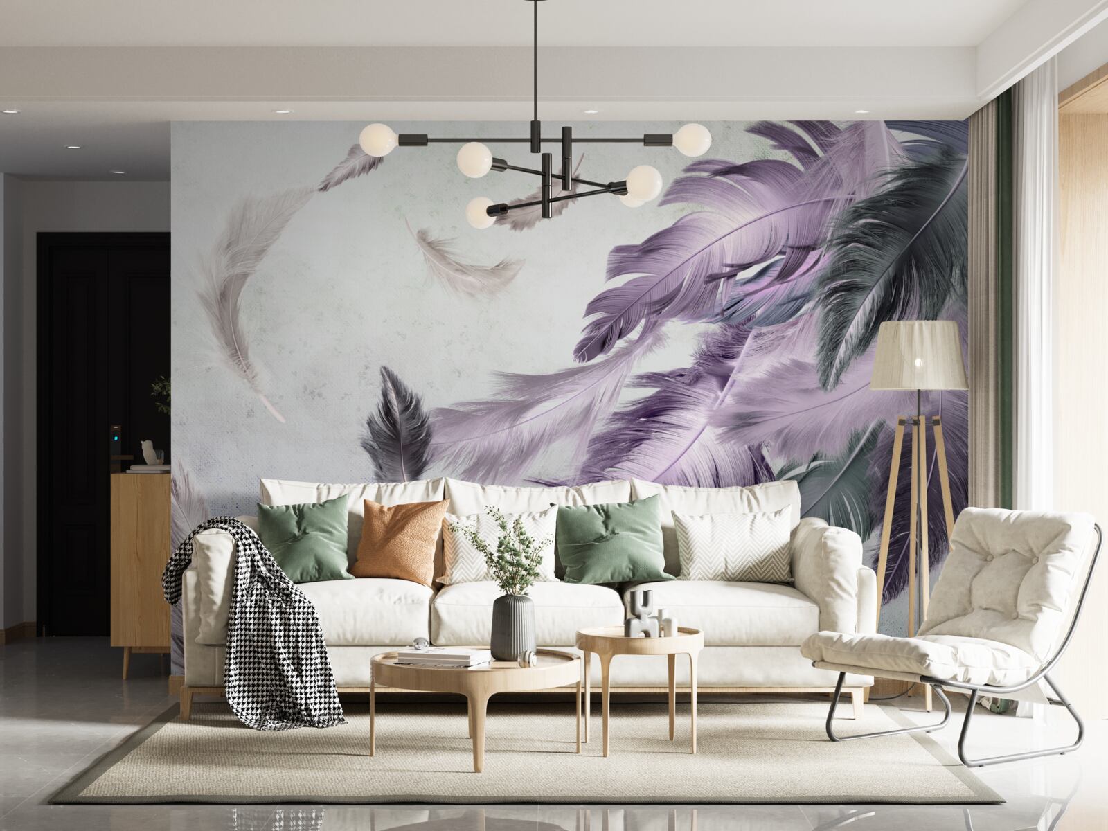 Fototapet pene de zbor violet