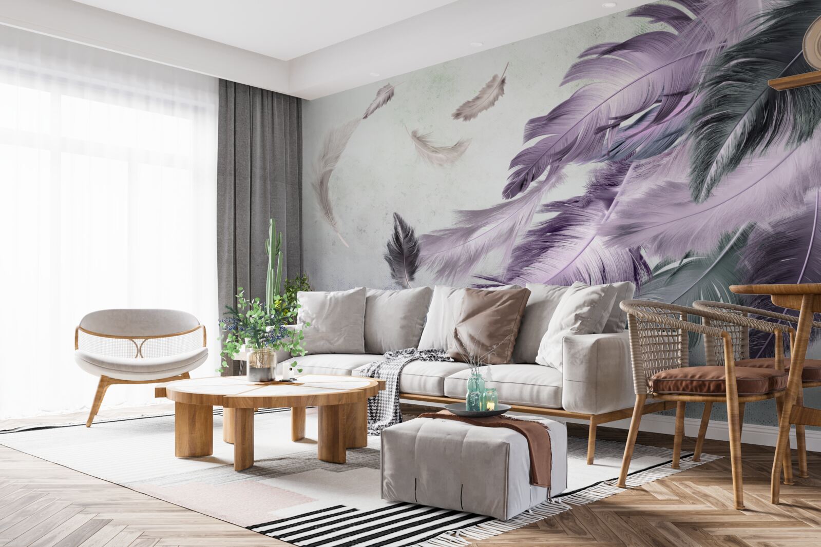 Fototapet pene de zbor violet