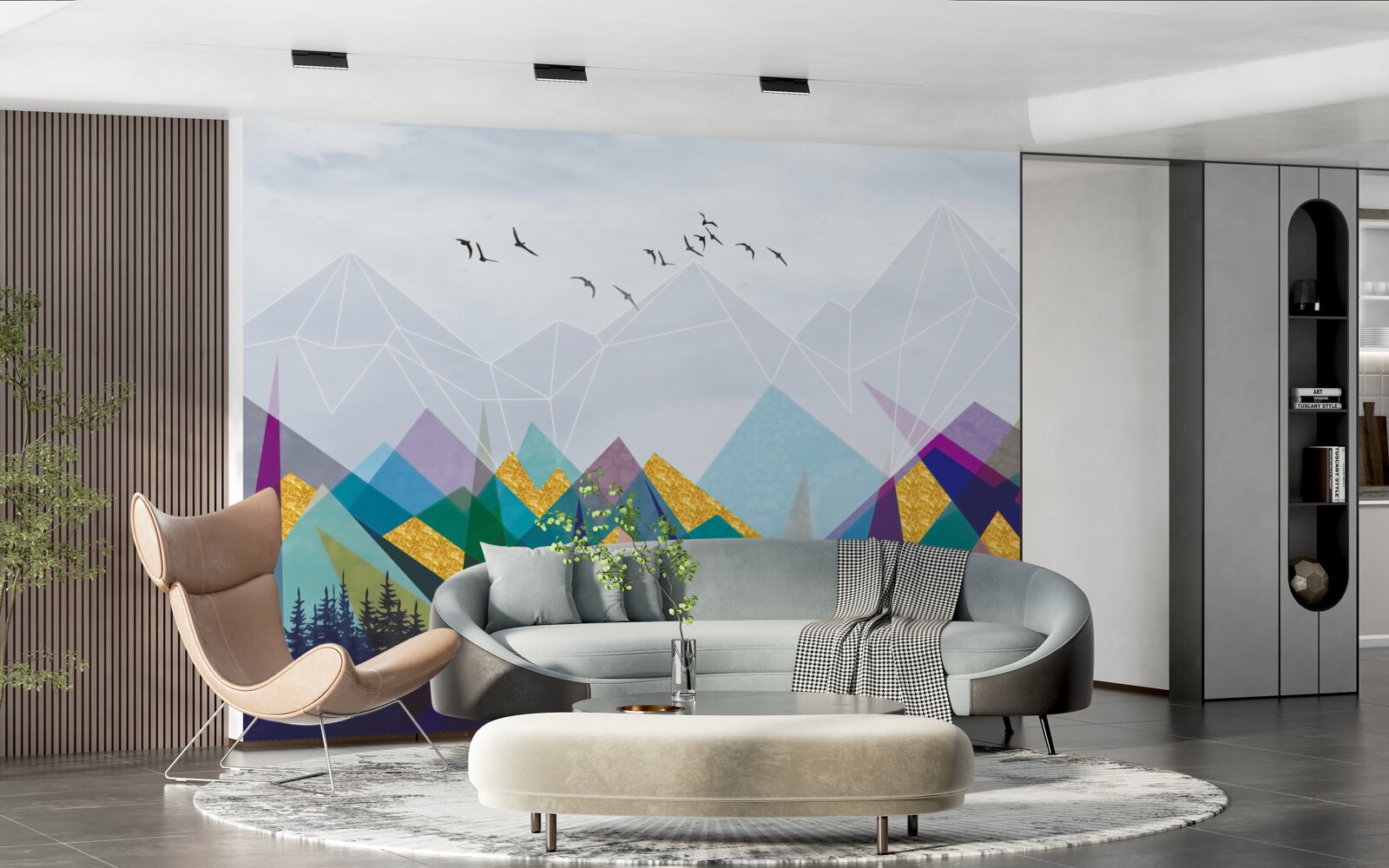 Fototapet pădure ambiguă în munți