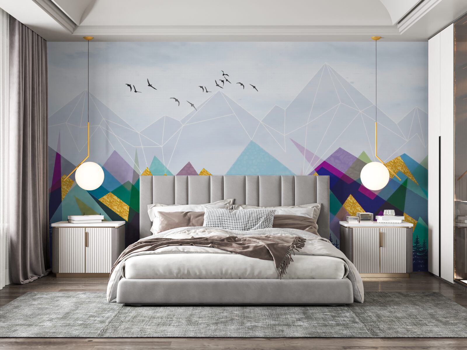 Fototapet pădure ambiguă în munți