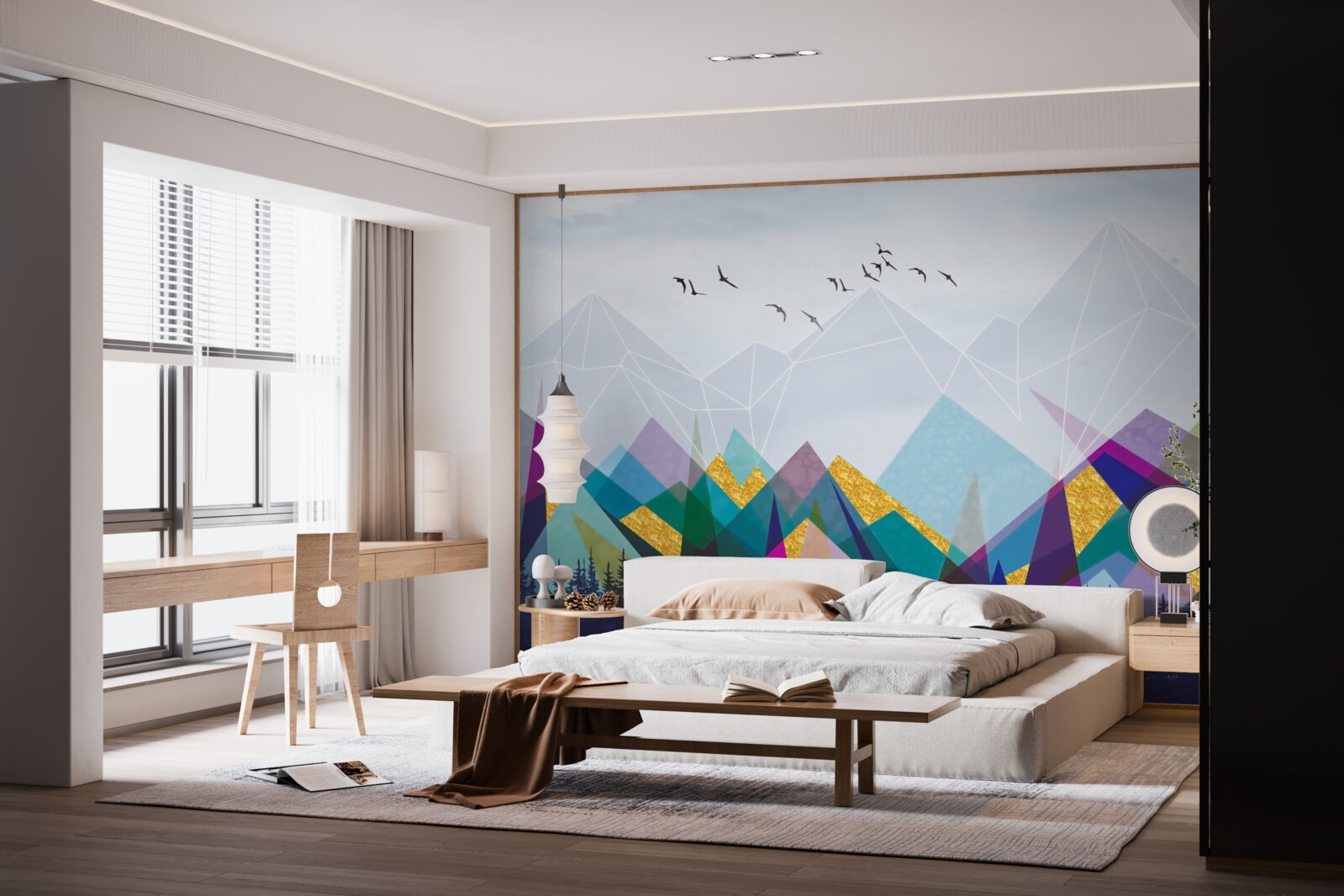 Fototapet pădure ambiguă în munți