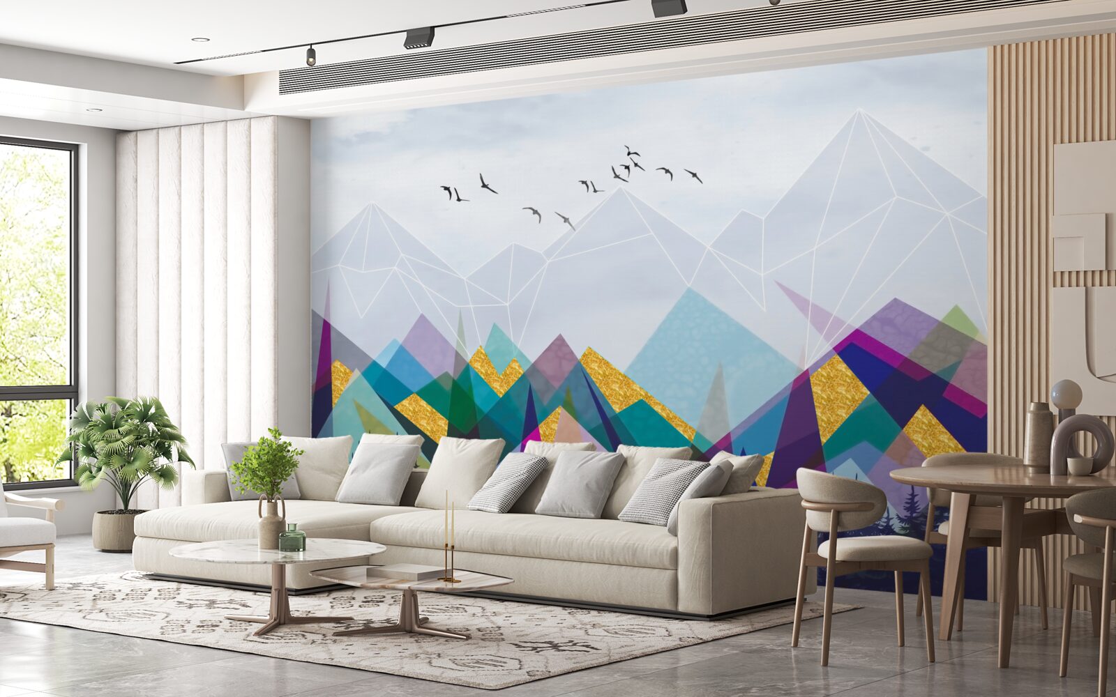 Fototapet pădure ambiguă în munți