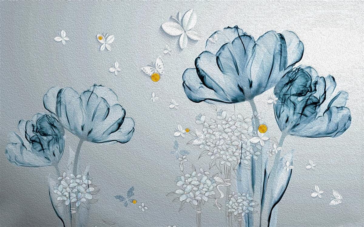 Fototapet maci de primăvară au flori transparente