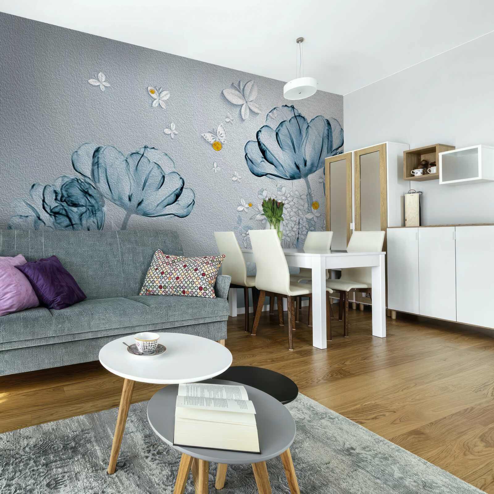 Fototapet maci de primăvară au flori transparente