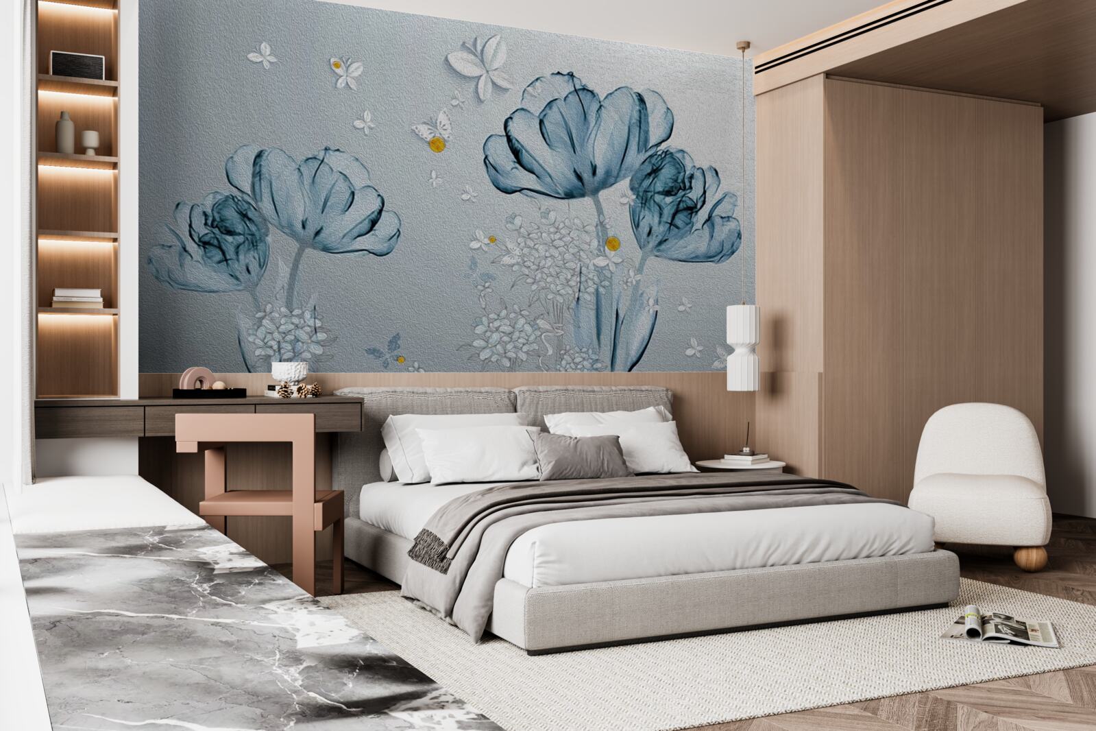 Fototapet maci de primăvară au flori transparente