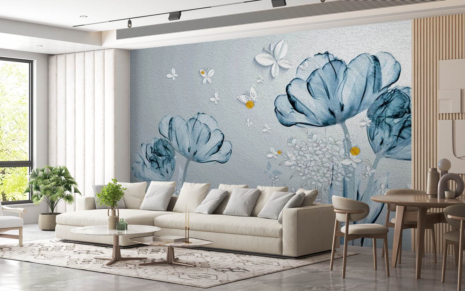 Fototapet maci de primăvară au flori transparente