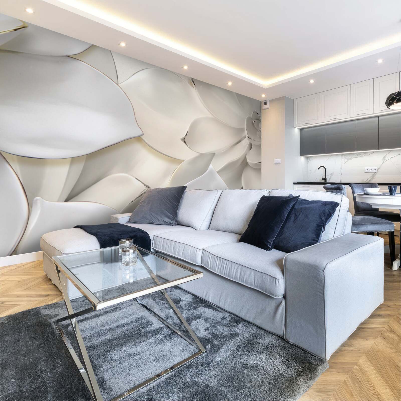 Fototapet flori albe ca porțelanul