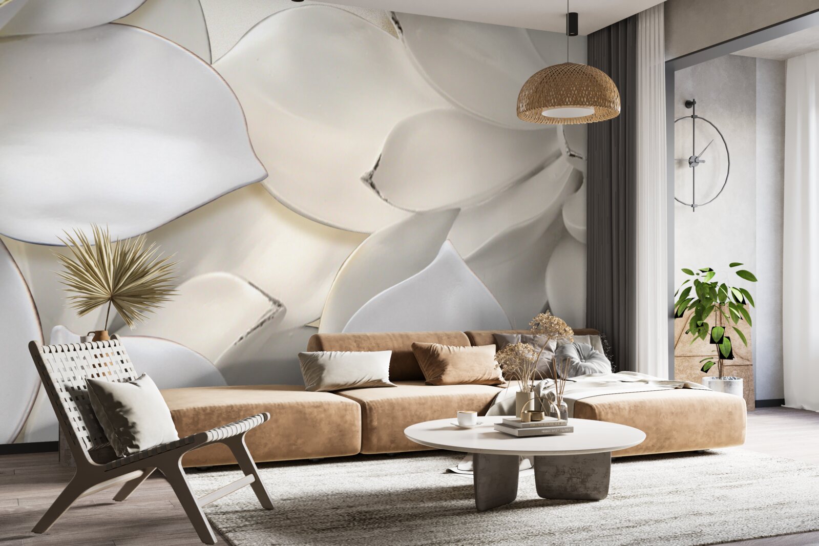 Fototapet flori albe ca porțelanul