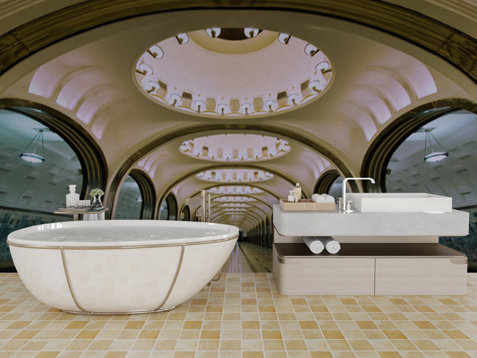 Fototapet reprezentare vizuală a unui tunel de metrou