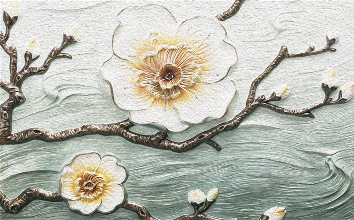 Fototapet vântul mișcă mugurii magnoliei albe