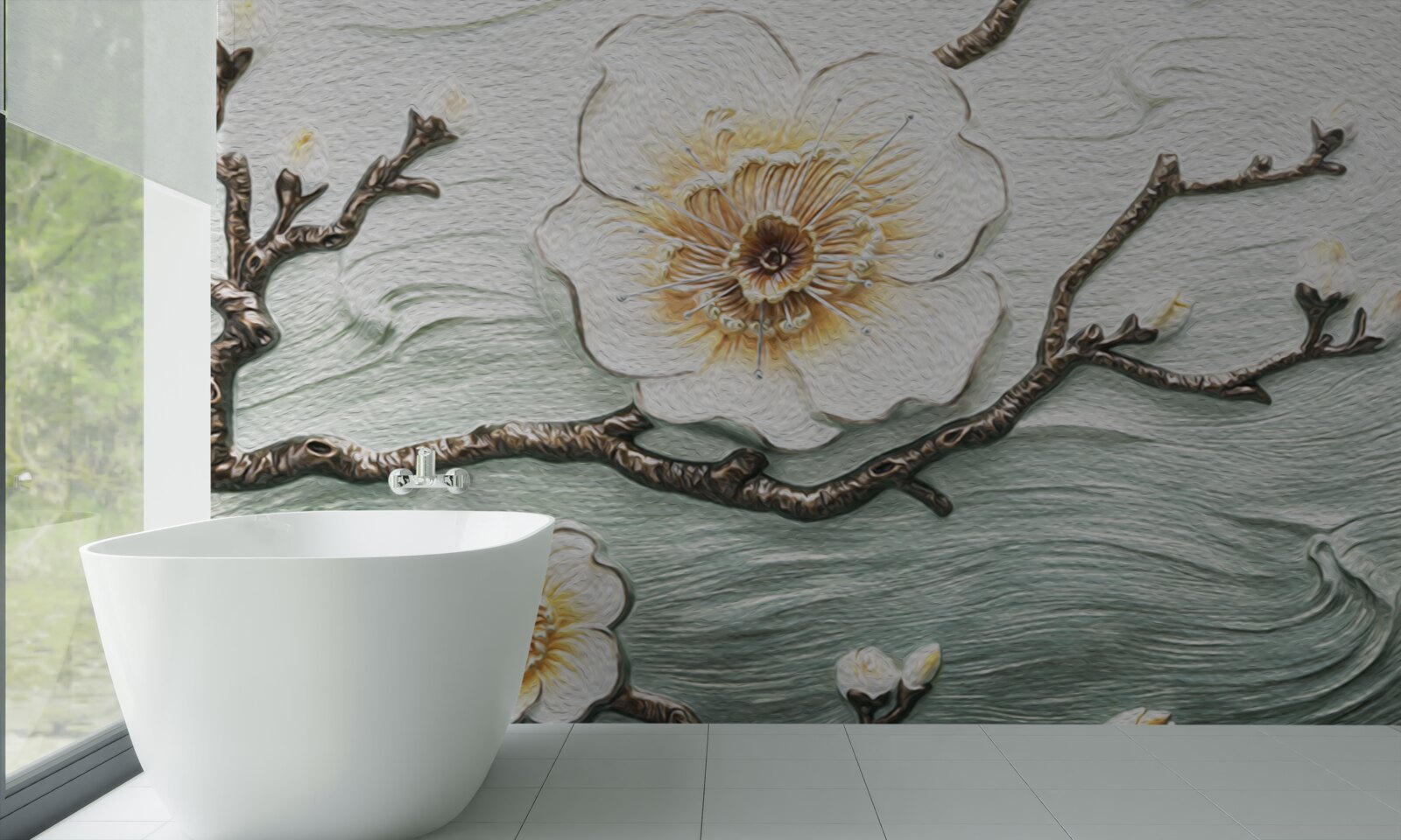 Fototapet vântul mișcă mugurii magnoliei albe