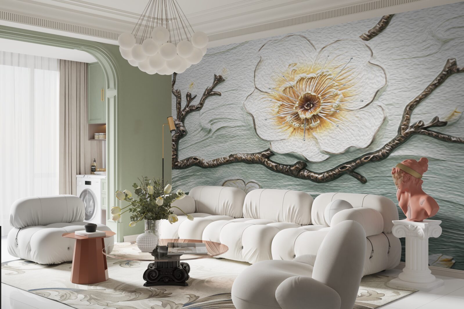 Fototapet vântul mișcă mugurii magnoliei albe