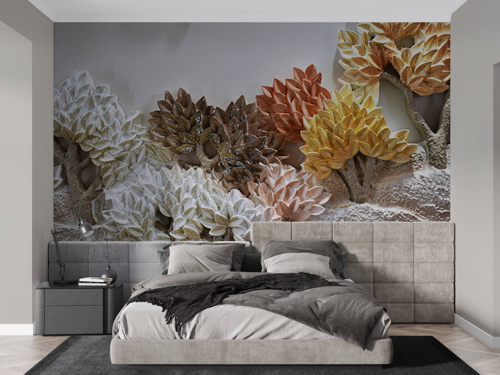 Fototapet nuanțele patului amintesc de toamna într-o pădure rece