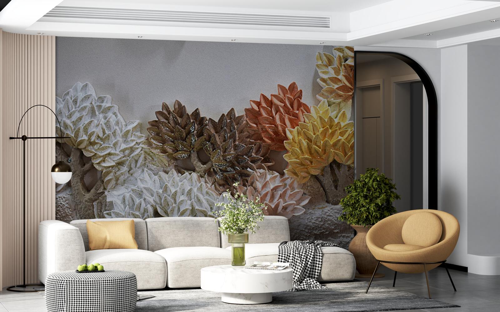 Fototapet nuanțele patului amintesc de toamna într-o pădure rece