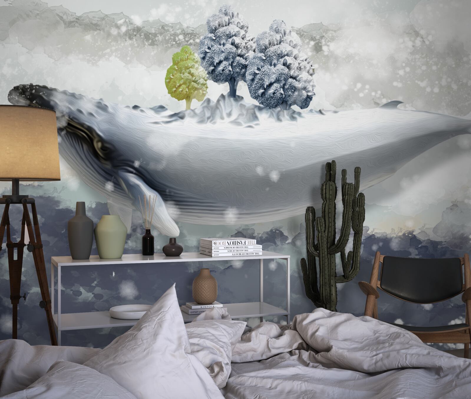 Fototapet balenă albinoasă într-o mare înghețată