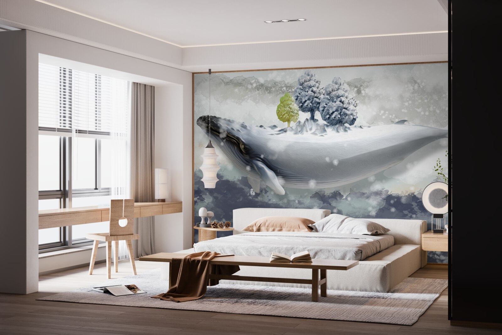 Fototapet balenă albinoasă într-o mare înghețată