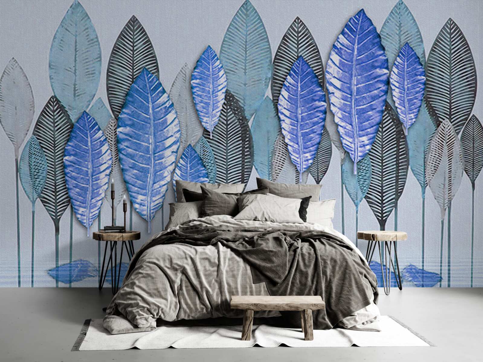 Fototapet pădure cufundată în abstracție, sub un văl de ploaie