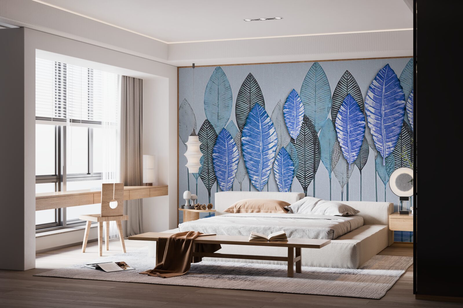 Fototapet pădure cufundată în abstracție, sub un văl de ploaie