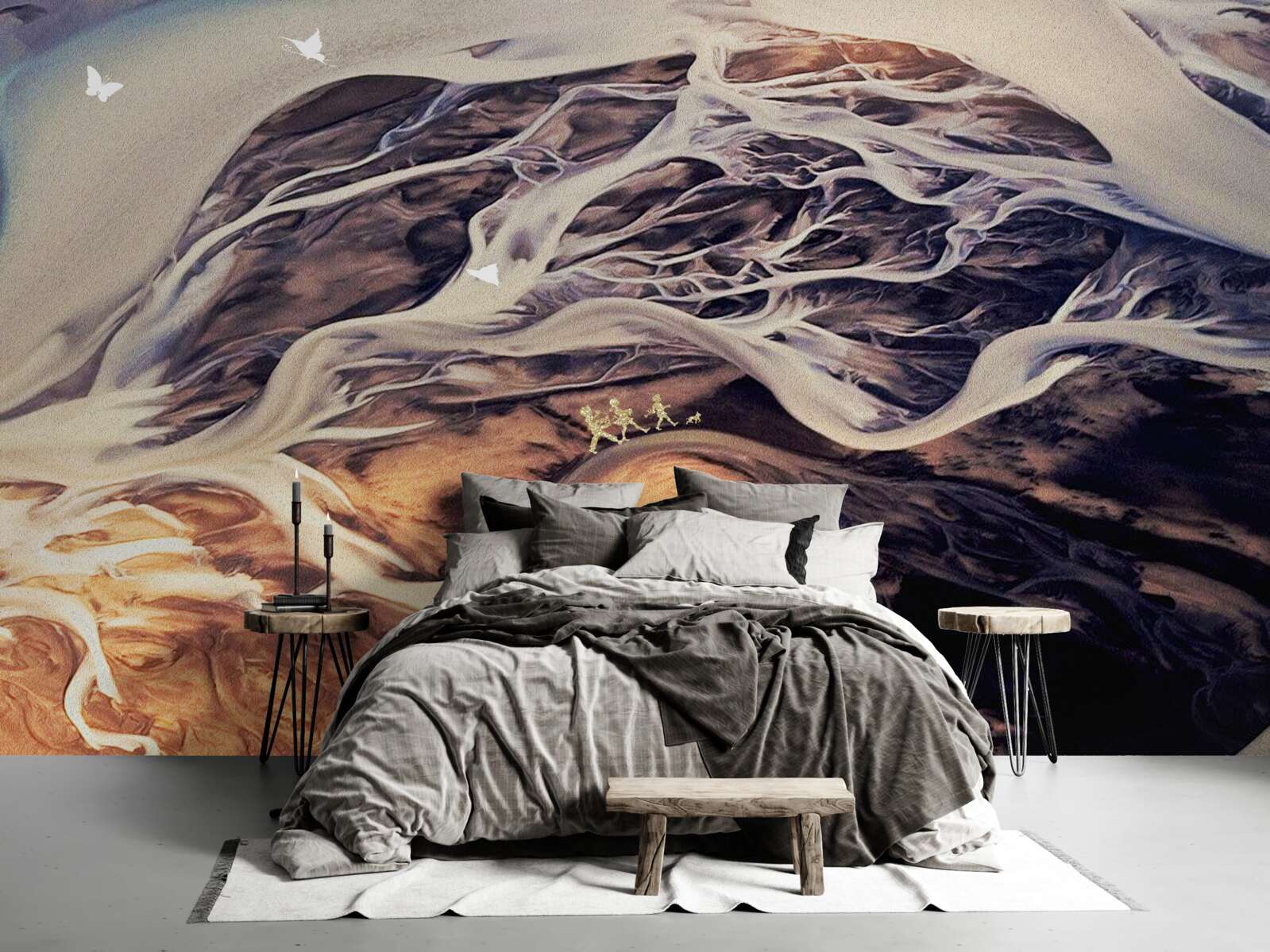 Fototapet silueta falsă a unui copac desenat pe nisip