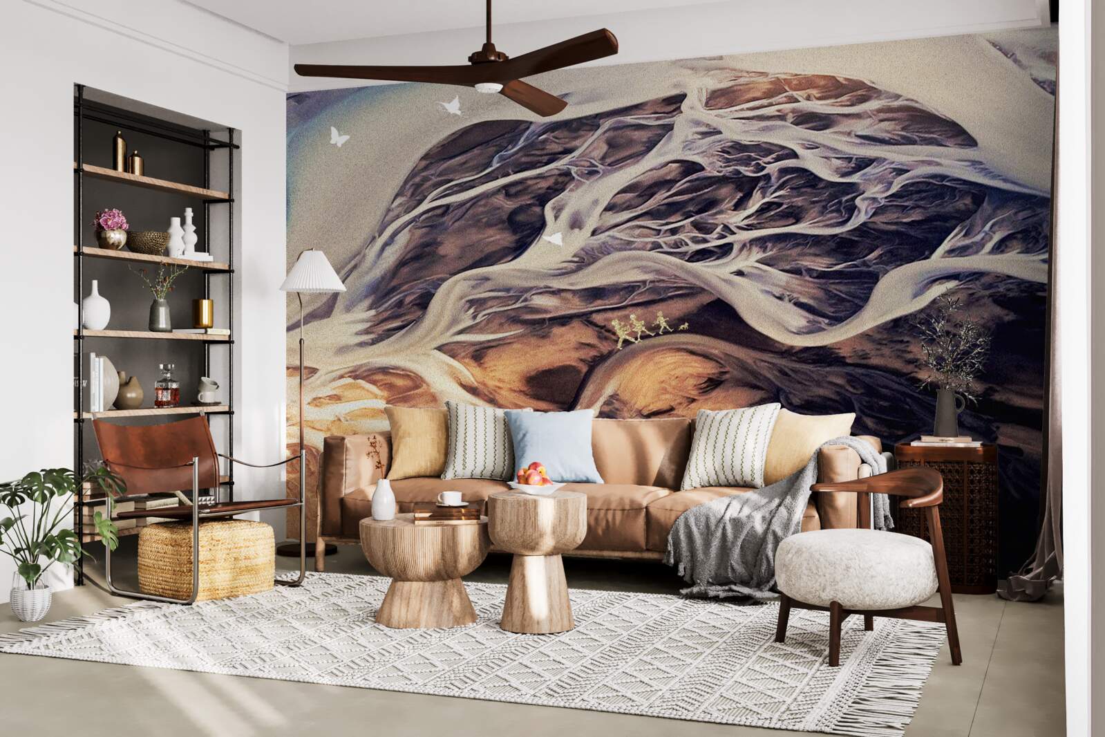 Fototapet silueta falsă a unui copac desenat pe nisip