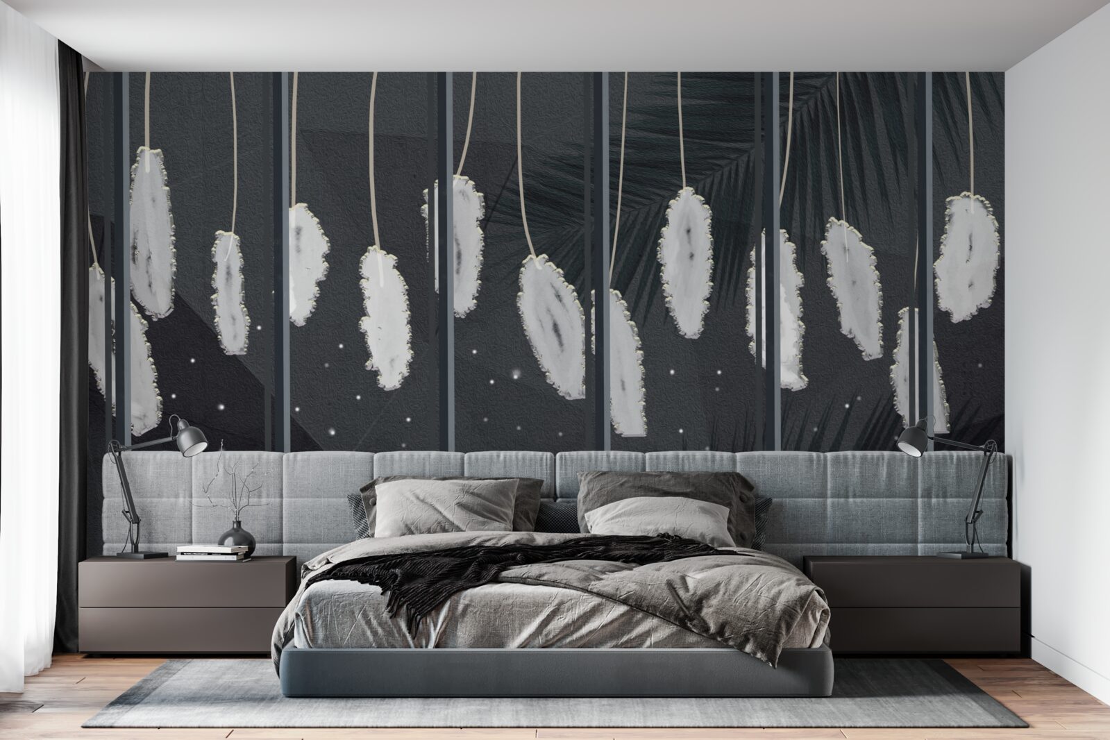 Fototapet puf în spatele geamului de seară