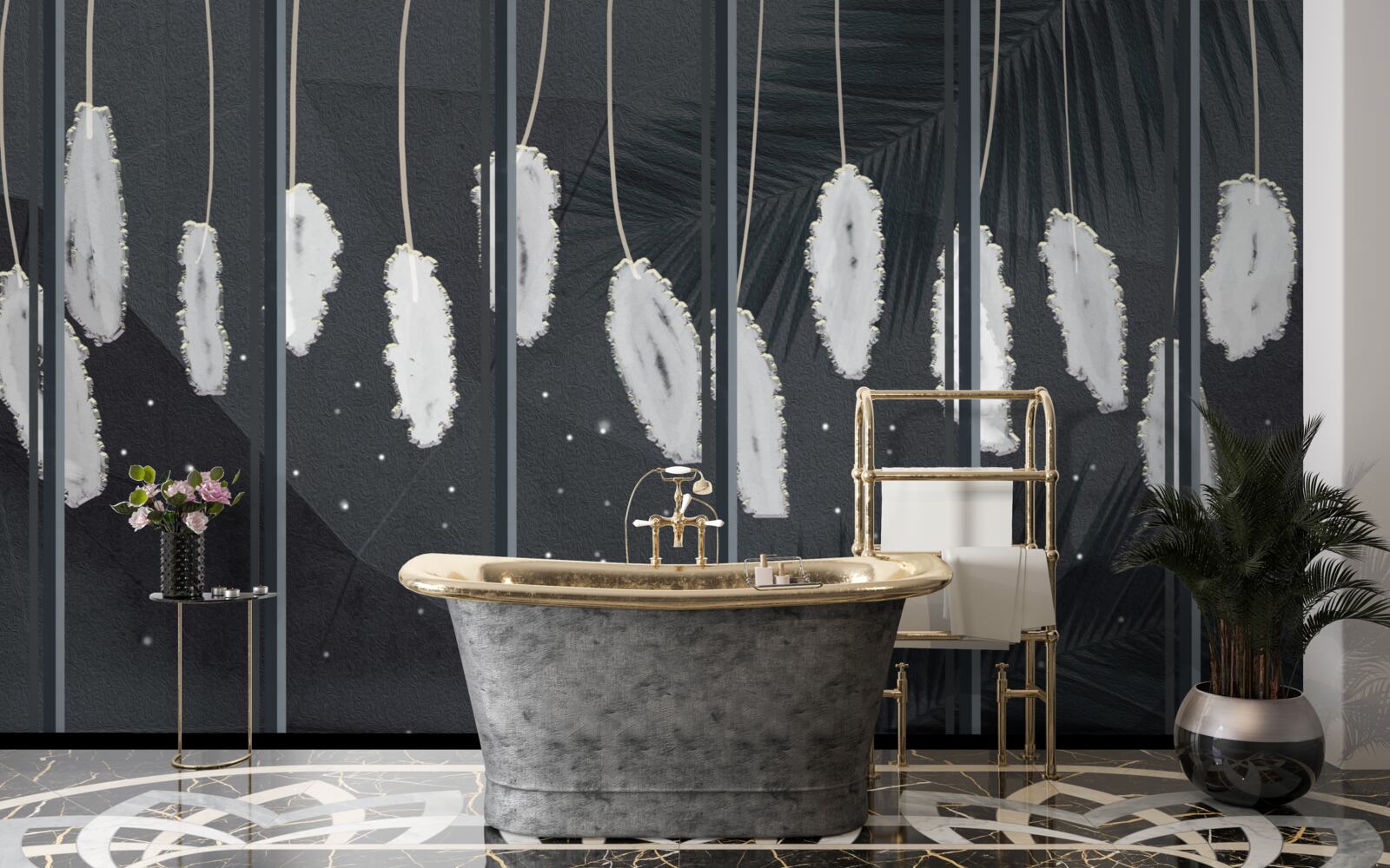 Fototapet puf în spatele geamului de seară