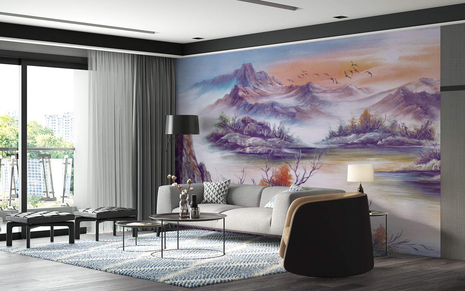 Fototapet munții sunt acoperiți de ceață