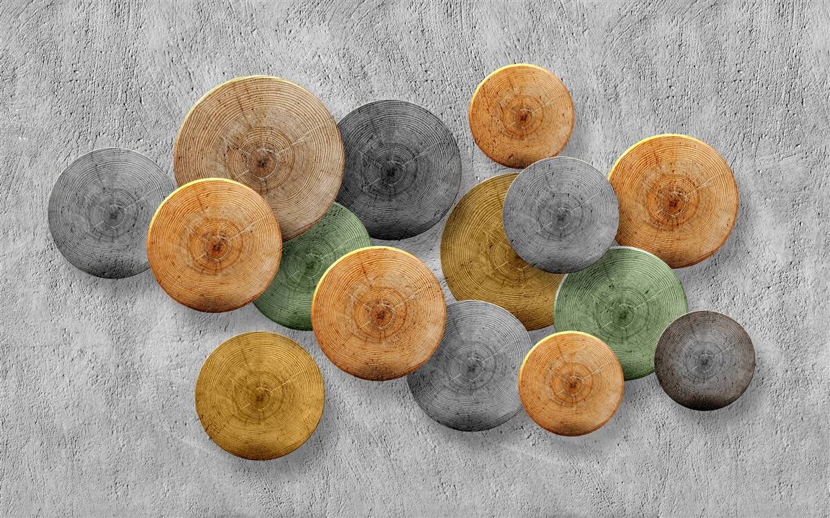 Fototapet secțiuni de copac cu nuanțe diferite