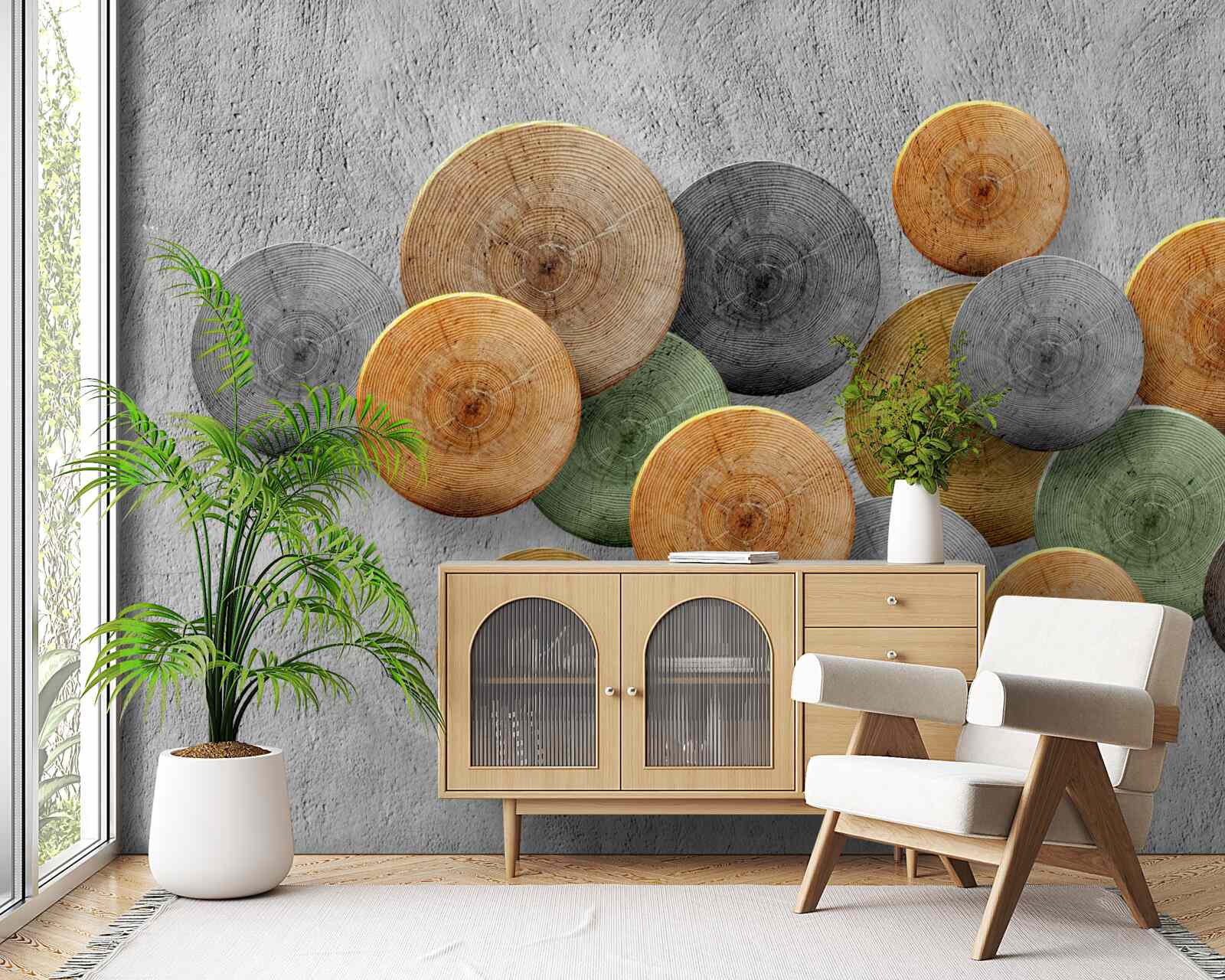 Fototapet secțiuni de copac cu nuanțe diferite