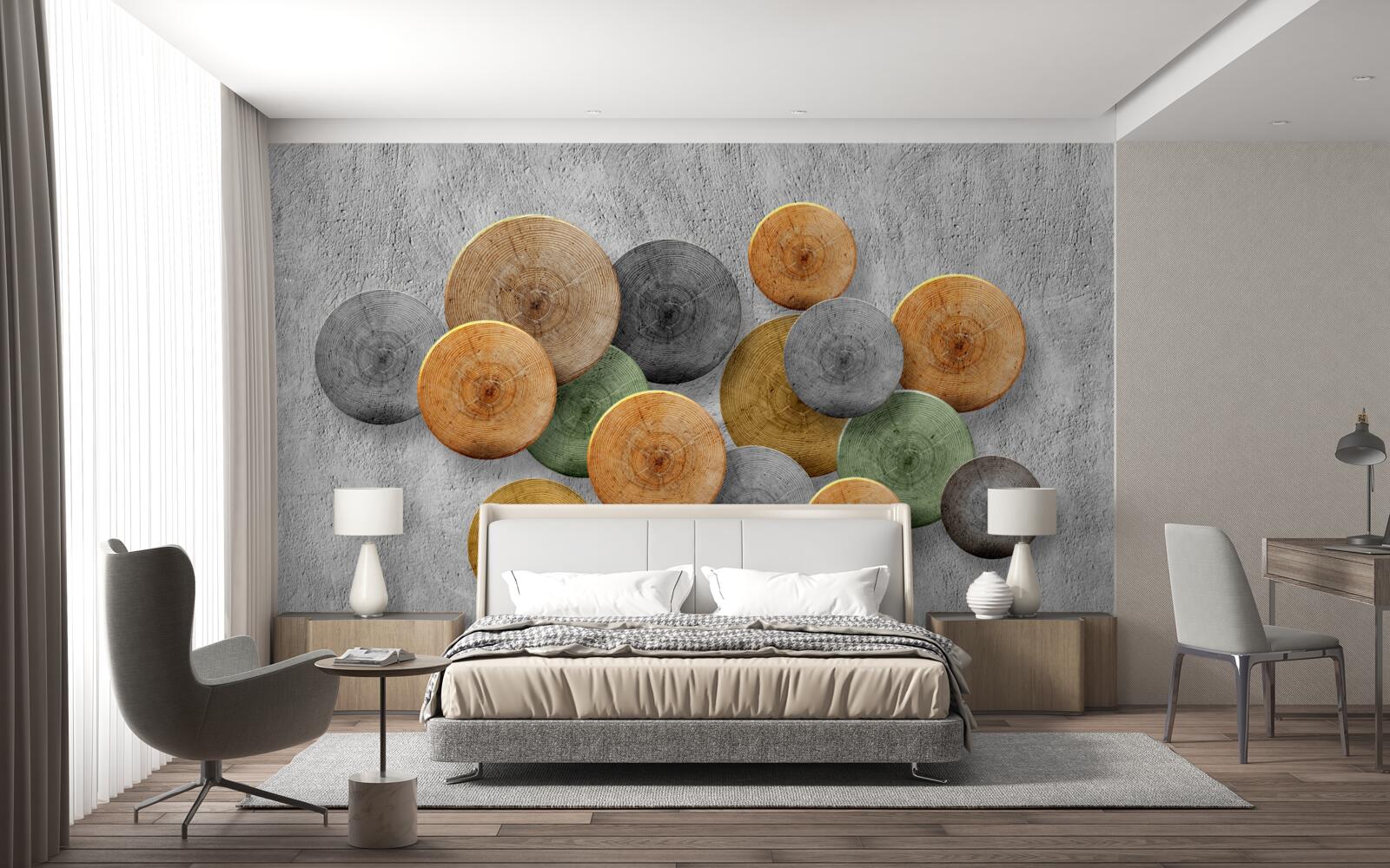 Fototapet secțiuni de copac cu nuanțe diferite