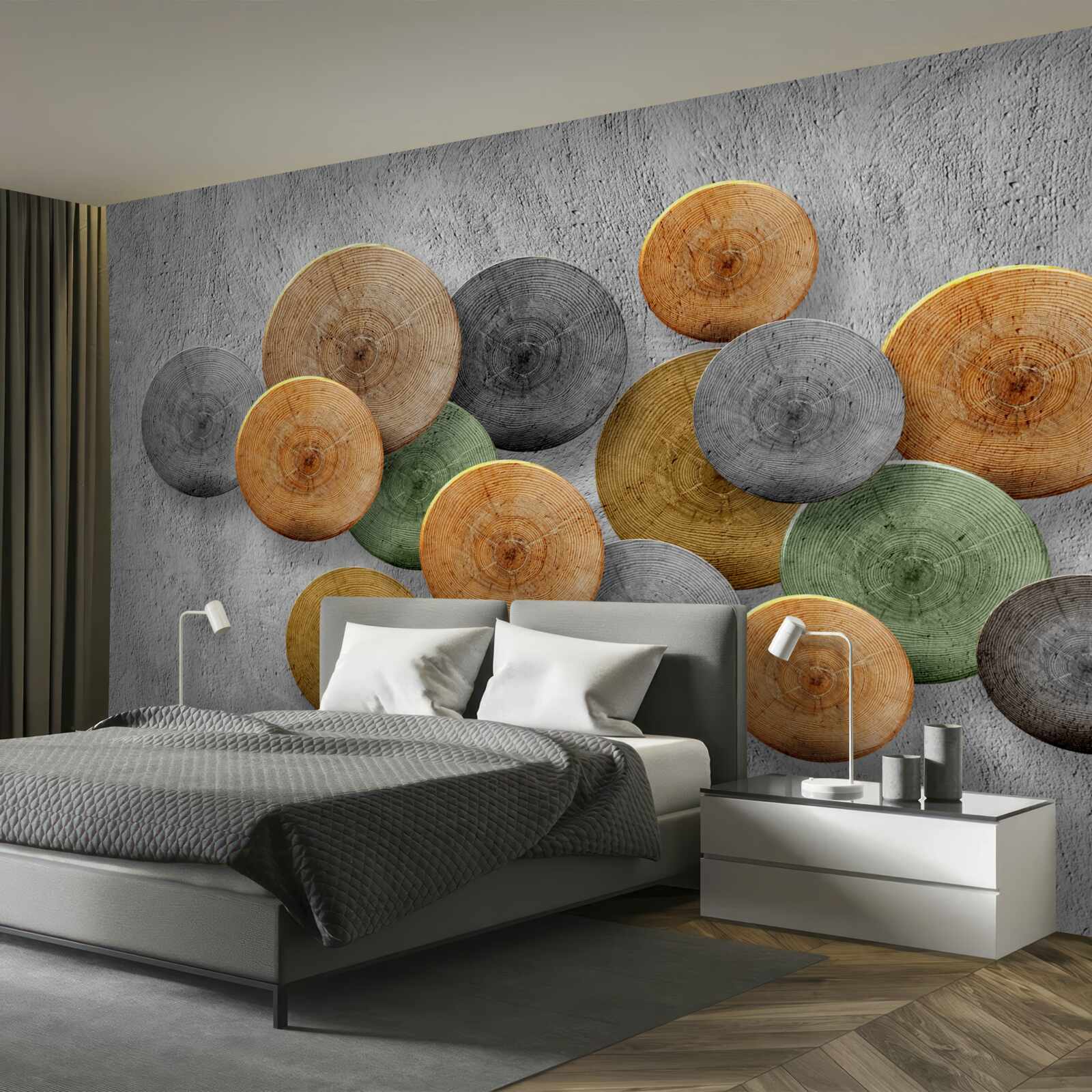 Fototapet secțiuni de copac cu nuanțe diferite