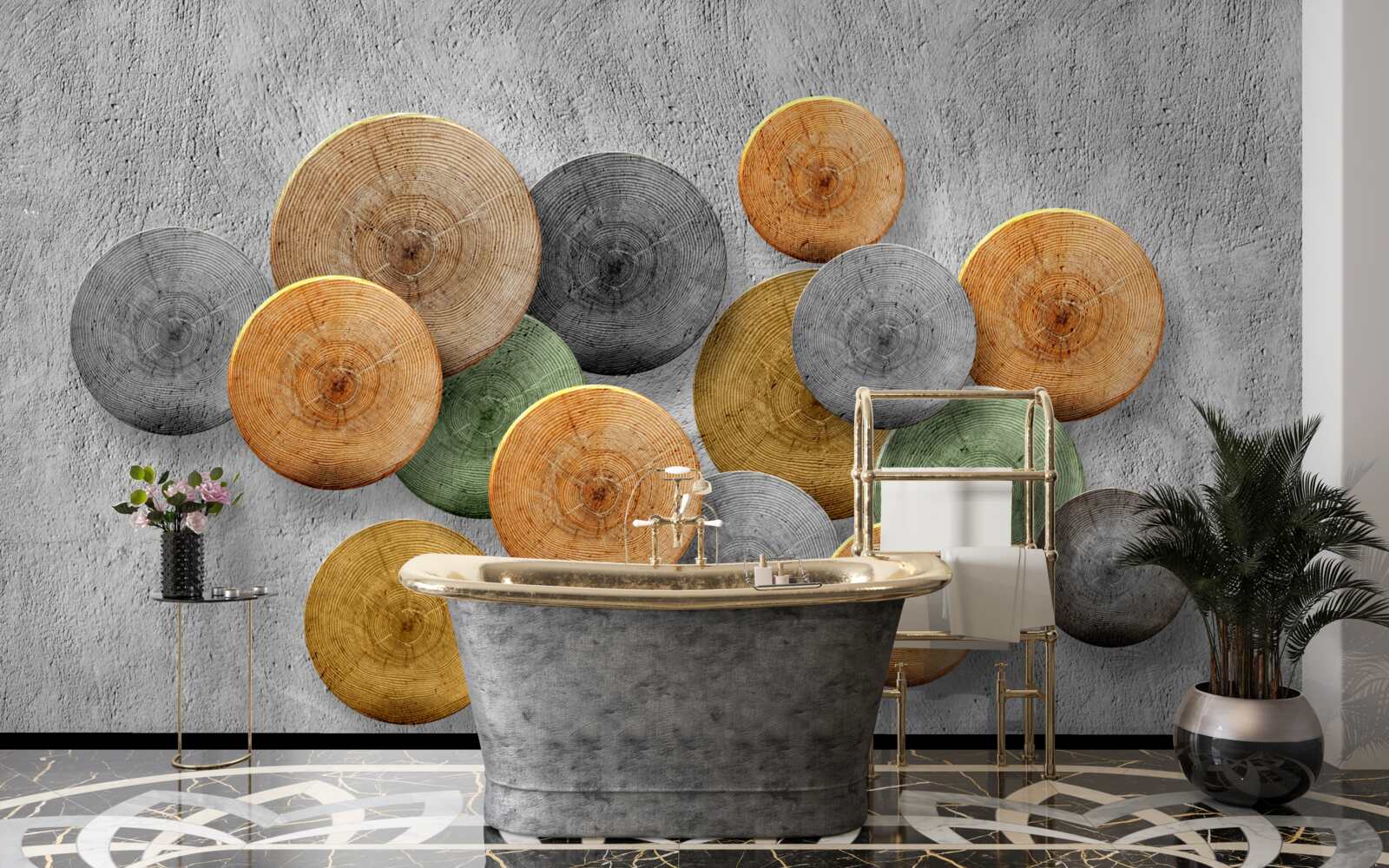 Fototapet secțiuni de copac cu nuanțe diferite