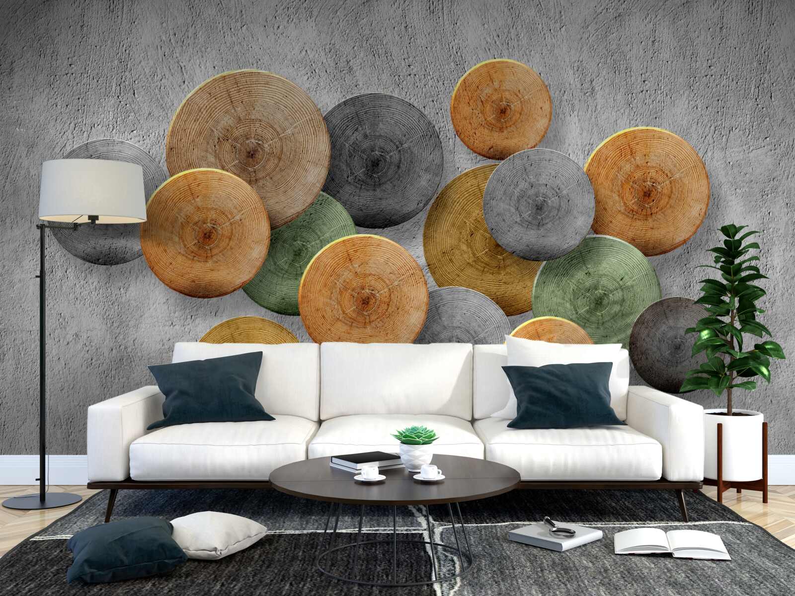 Fototapet secțiuni de copac cu nuanțe diferite