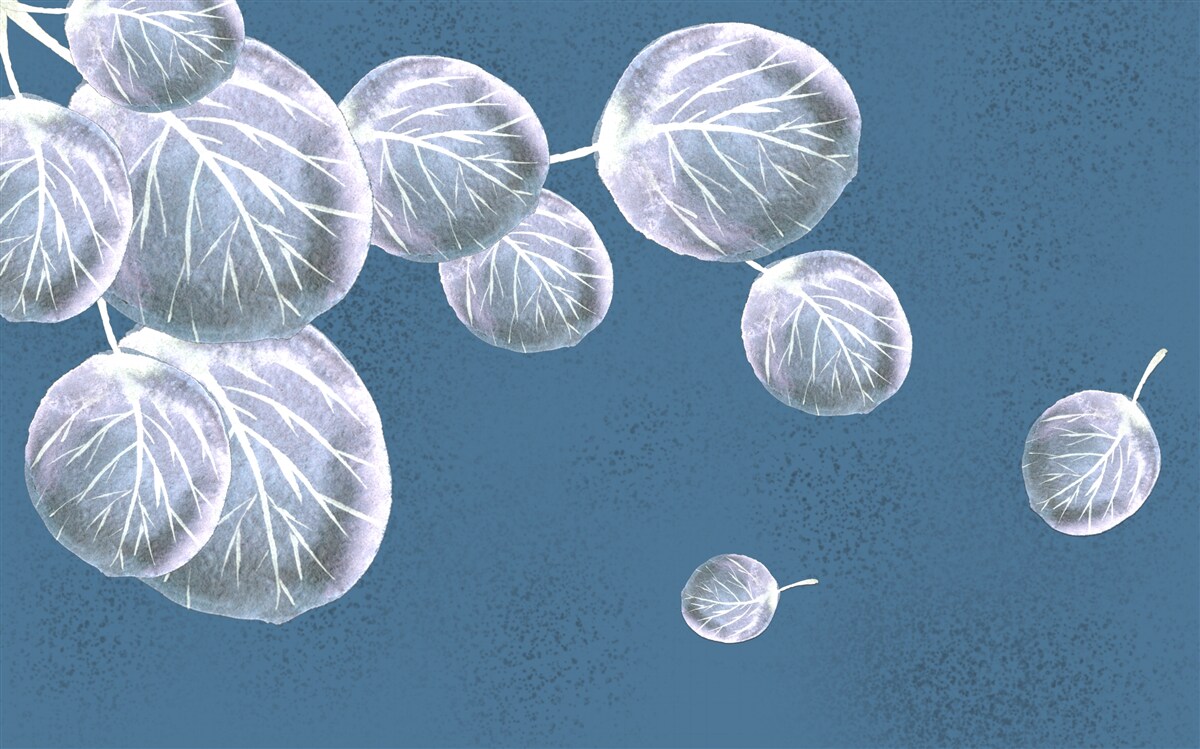 Fototapet frunze care cad pe cer